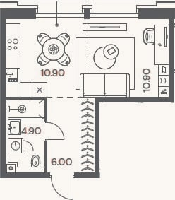 Планировка: Студия, 32,7 м²