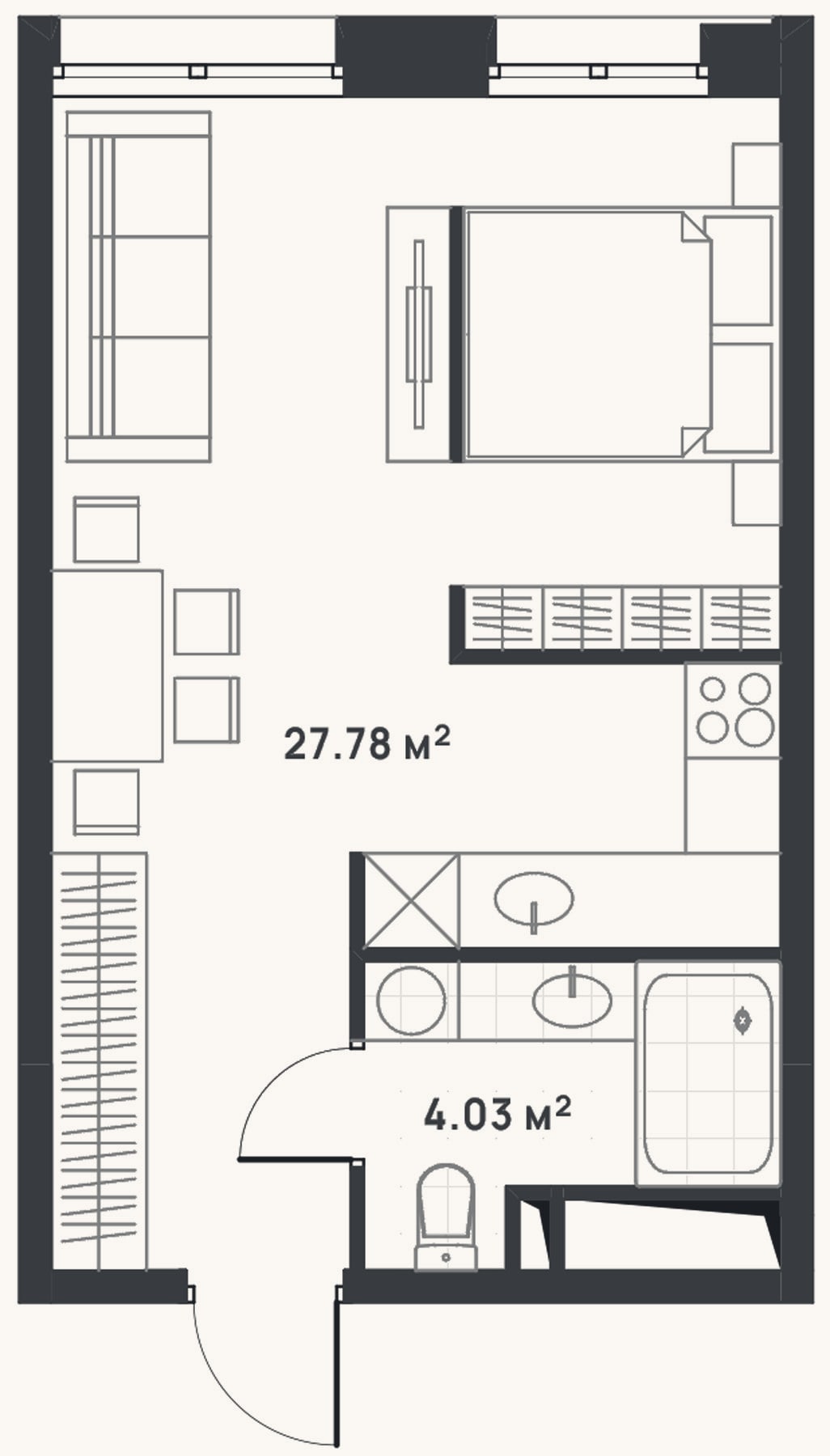 Планировка: Студия, 31,8 м²