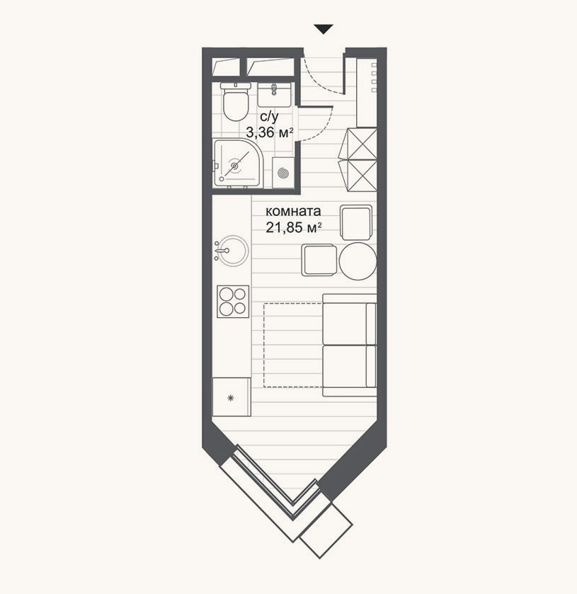 Планировка: Студия, 25,2 м²