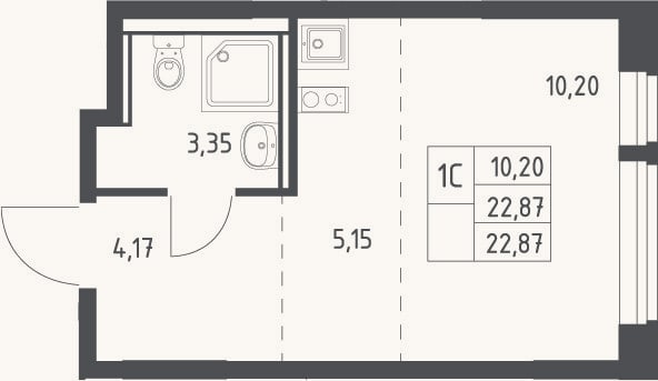 Планировка: Студия, 22,9 м²