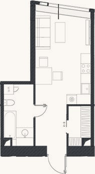 Планировка: Своб. план., 34,5 м²
