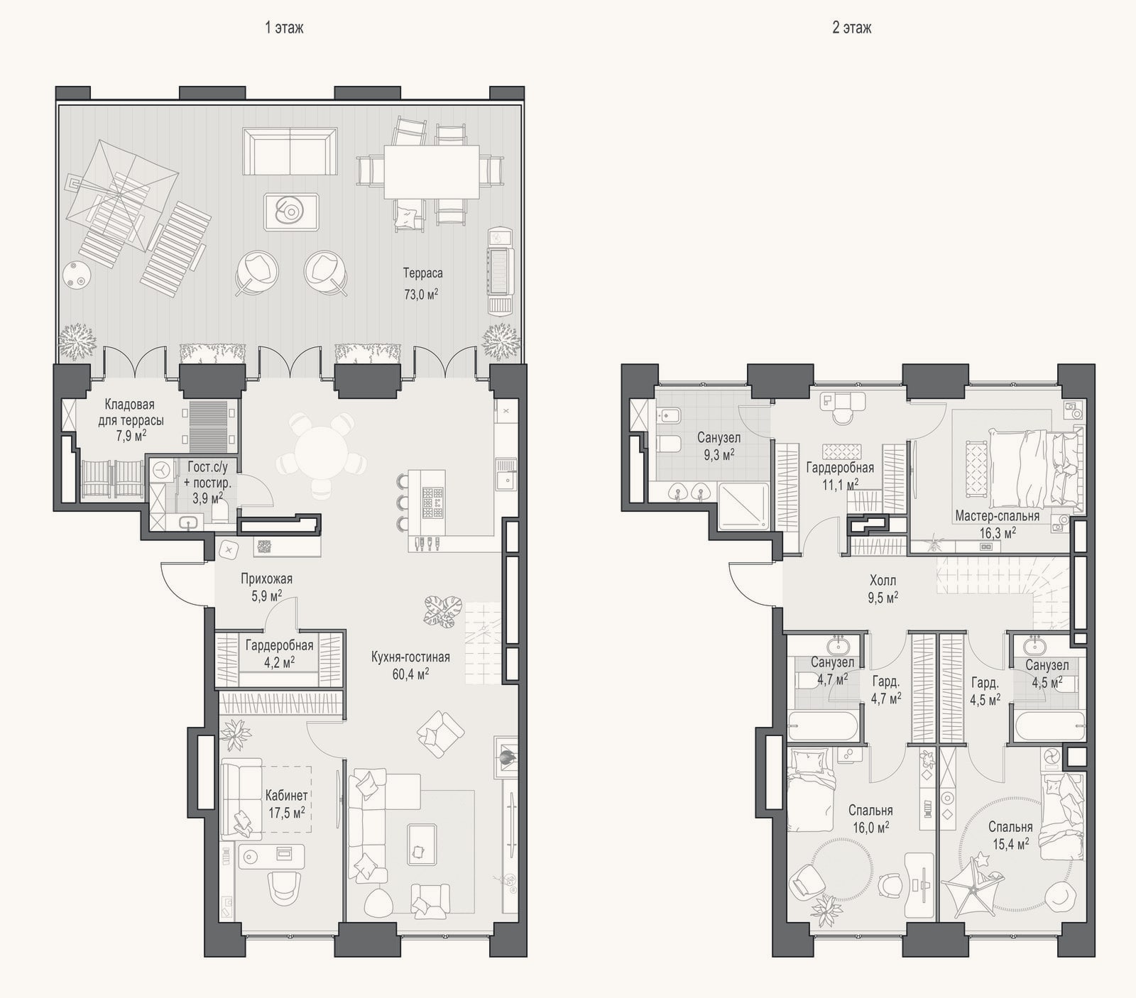 Планировка: 4+ к, 201,9 м²