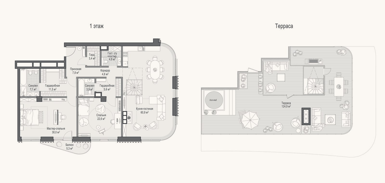 Планировка: 2-к, 162,4 м²
