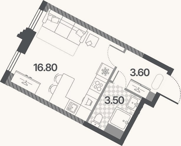 Планировка: Студия, 23,9 м²