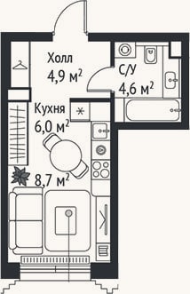 Планировка: Студия, 24,2 м²