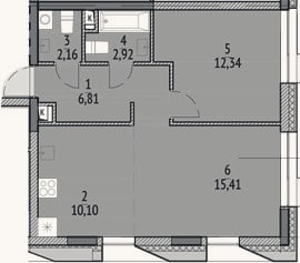 Планировка: 2-к, 49,7 м²