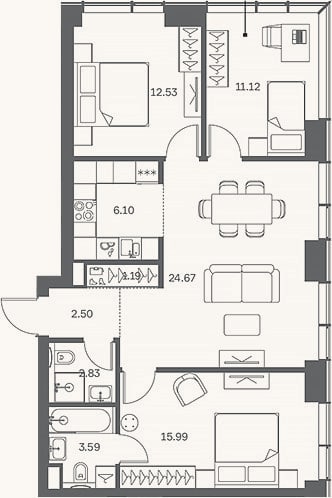 Планировка: 4+ к, 81,6 м²