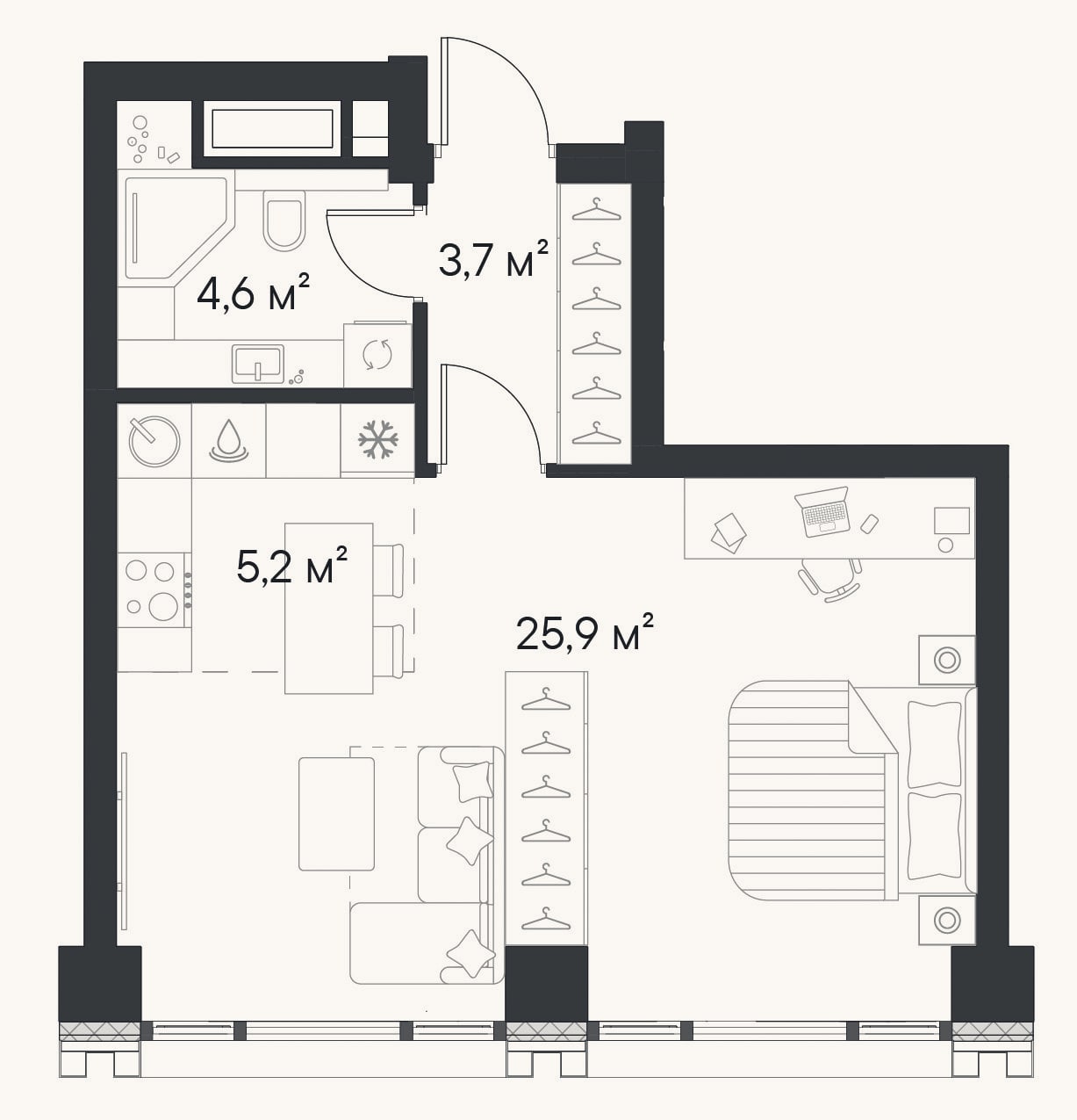 Планировка: Студия, 39,4 м²