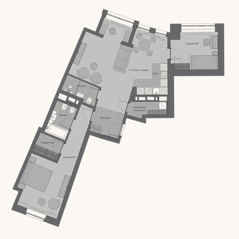 Планировка: 3-к, 82,1 м²