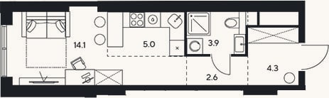 Планировка: Студия, 29,9 м²