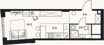 Планировка: Студия, 29,5 м²