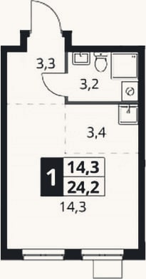 Планировка: Студия, 24,2 м²