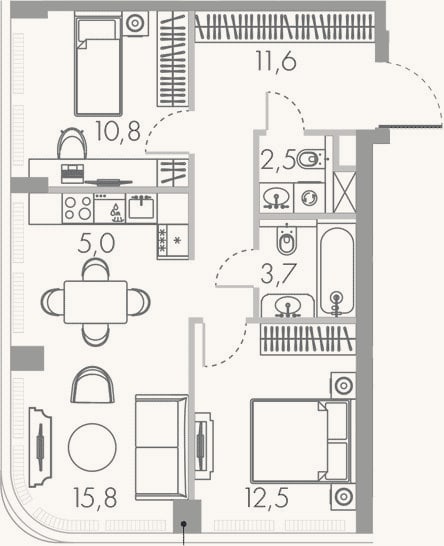Планировка: 3-к, 61,9 м²