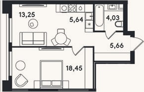 Планировка: 2-к, 47 м²