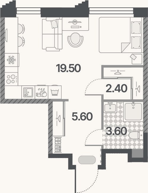 Планировка: Студия, 31,1 м²