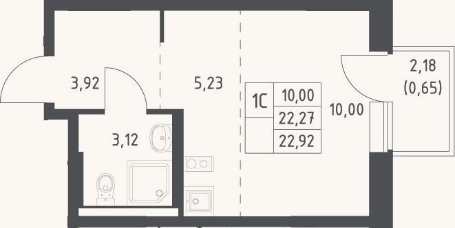 Планировка: Студия, 22,3 м²