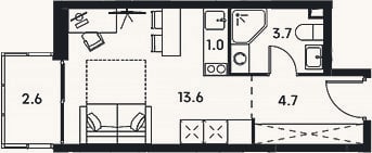 Планировка: Студия, 23 м²