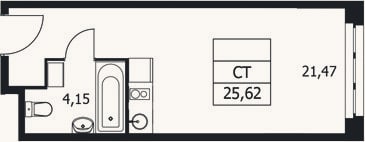 Планировка: Студия, 25,6 м²