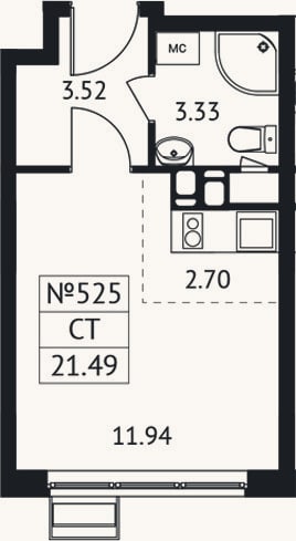 Планировка: Студия, 21,5 м²
