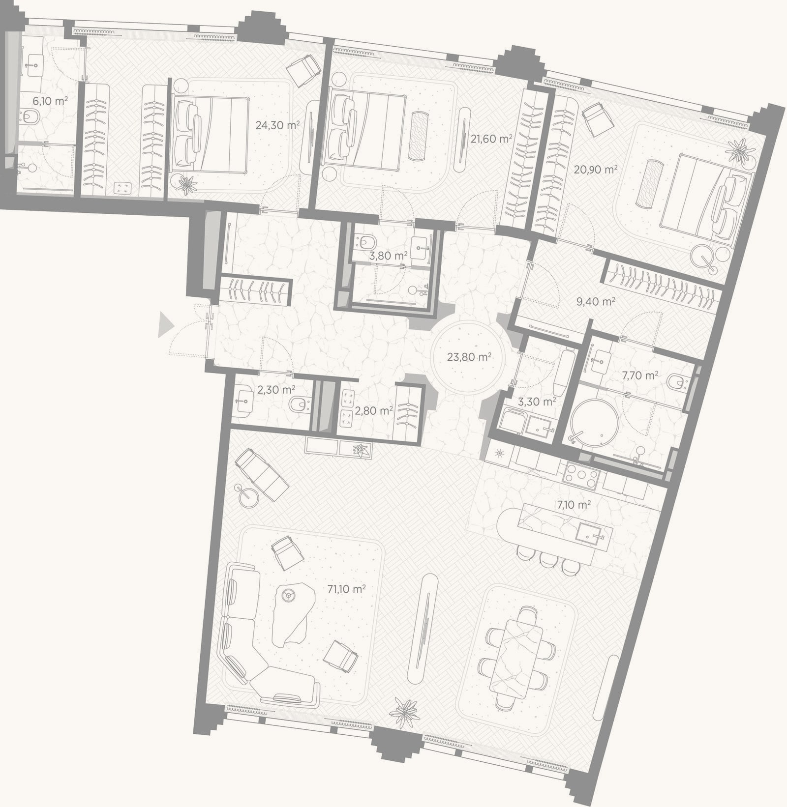 Планировка: 4+ к, 204,2 м²
