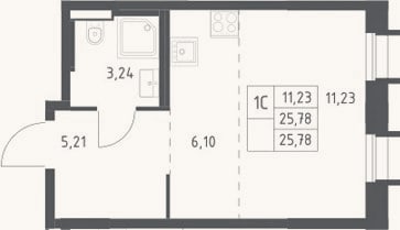 Планировка: Студия, 25,8 м²