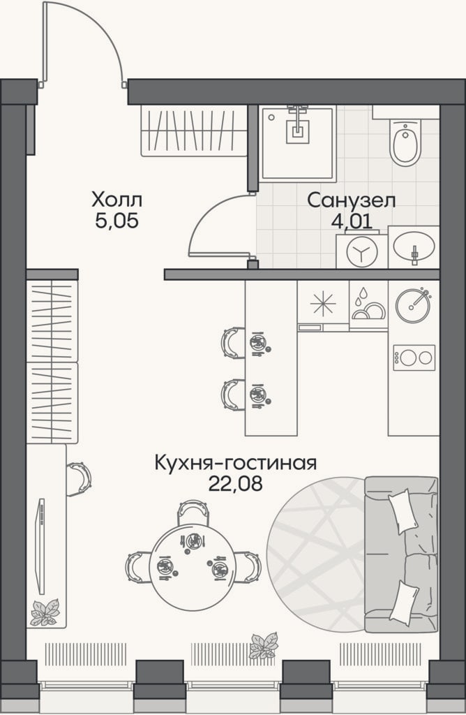 Планировка: Студия, 30,2 м²