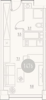 Планировка: Студия, 26,1 м²