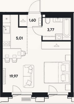 Планировка: Студия, 30,4 м²