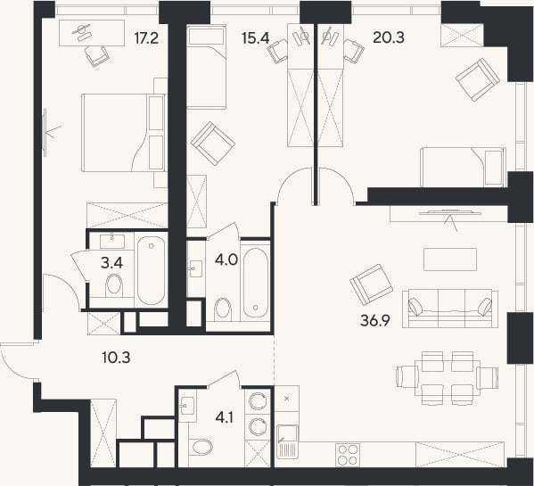 Планировка: 4+ к, 111,6 м²