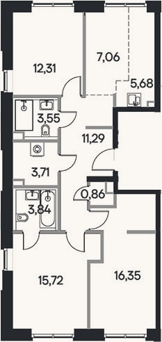 Планировка: 4+ к, 80,4 м²