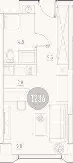 Планировка: Студия, 26,6 м²