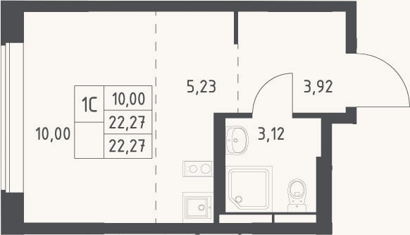 Планировка: Студия, 22,3 м²