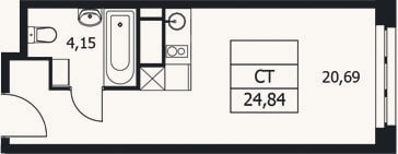 Планировка: Студия, 24,8 м²