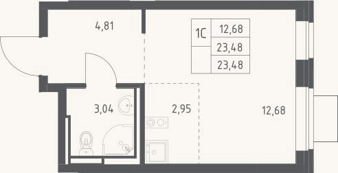 Планировка: Студия, 23,5 м²