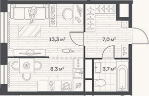 Планировка: Студия, 32,3 м²