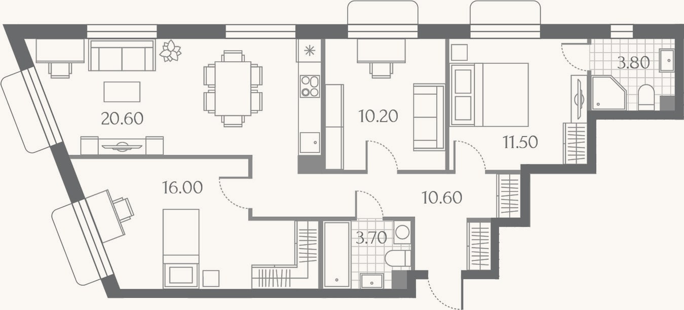 Планировка: 4+ к, 76,4 м²