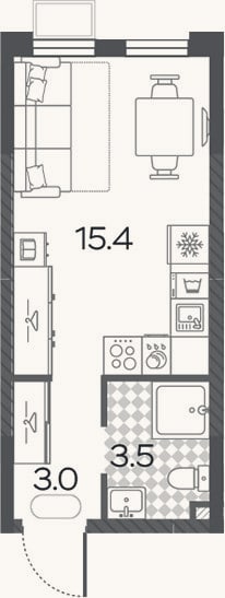 Планировка: Студия, 21,9 м²