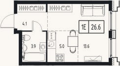 Планировка: Студия, 26,6 м²