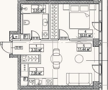 Планировка: 2-к, 38,6 м²