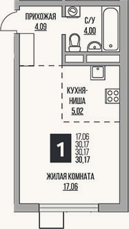 Планировка: Студия, 30,2 м²