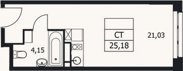 Планировка: Студия, 25,2 м²