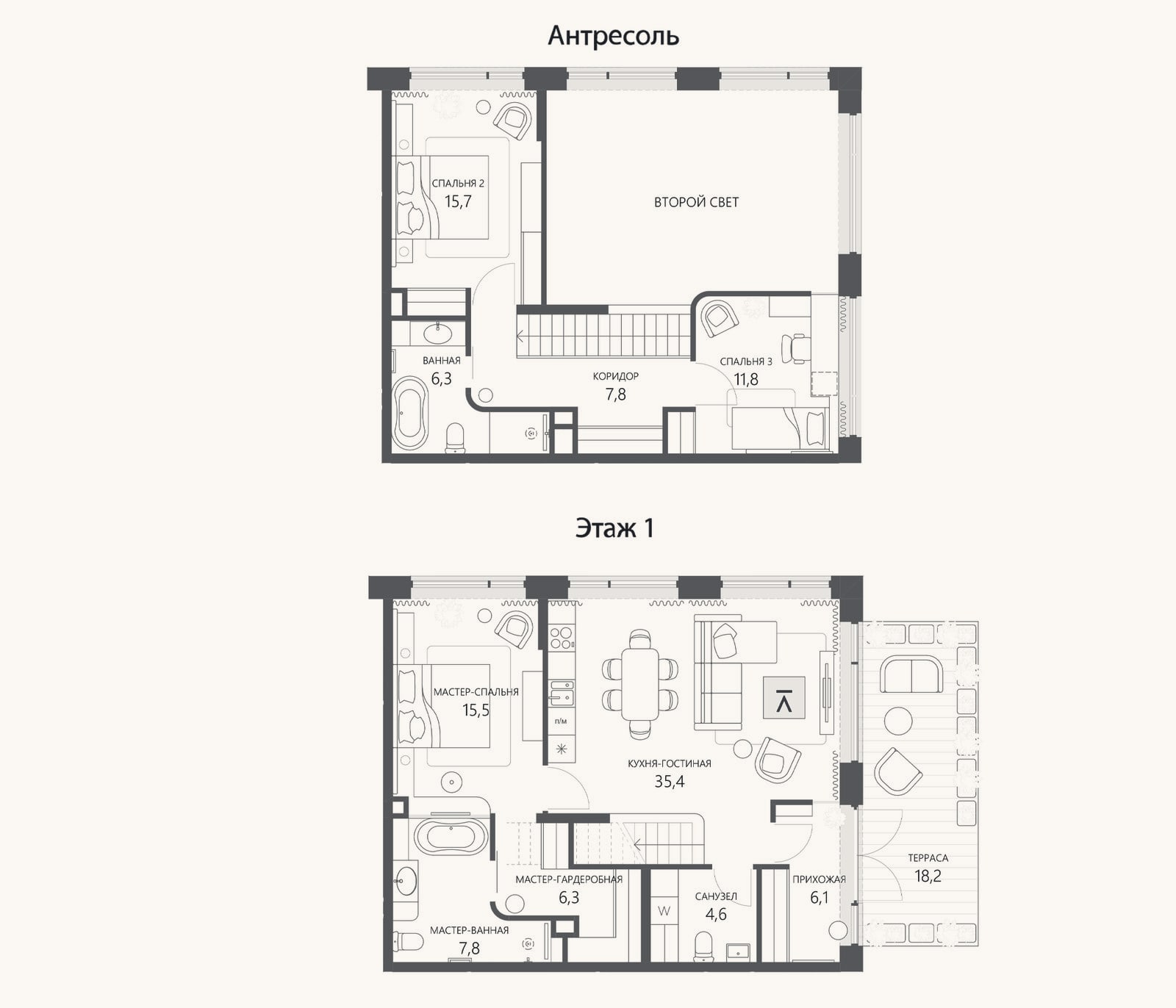 Планировка: 4+ к, 72,6 м²