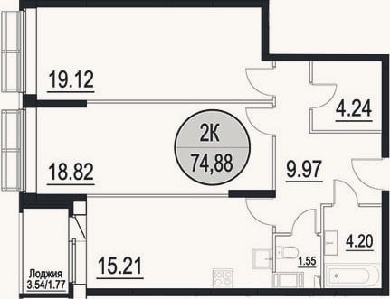Планировка: 3-к, 73,1 м²