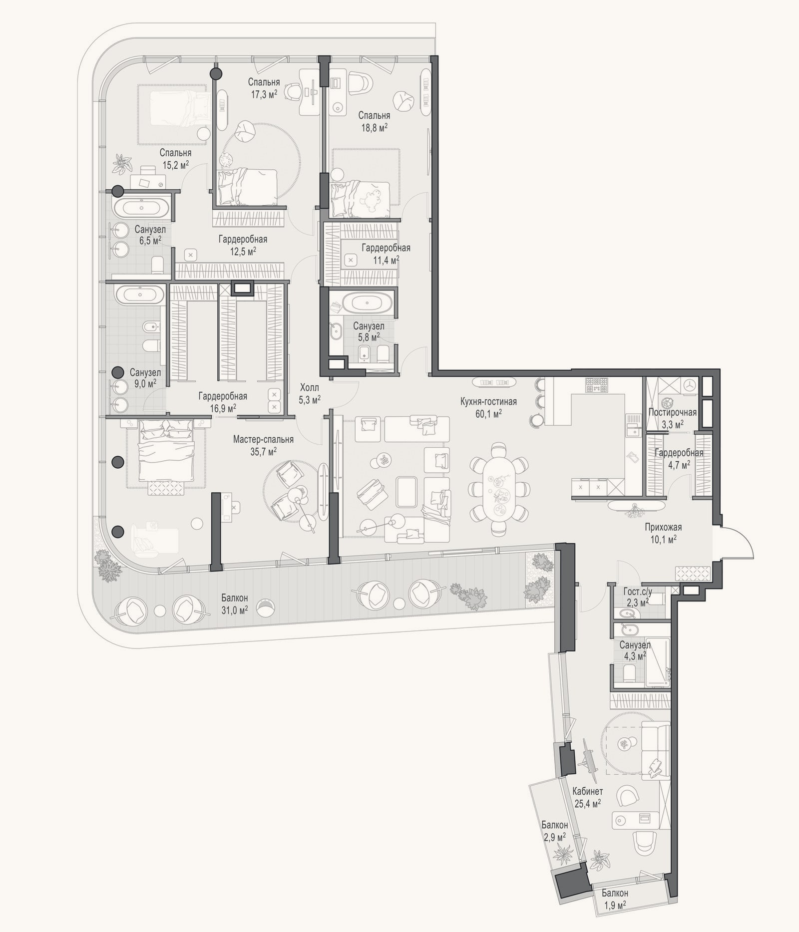 Планировка: 4+ к, 272,2 м²