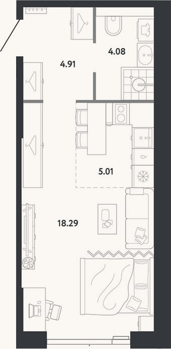 Планировка: Студия, 32,3 м²