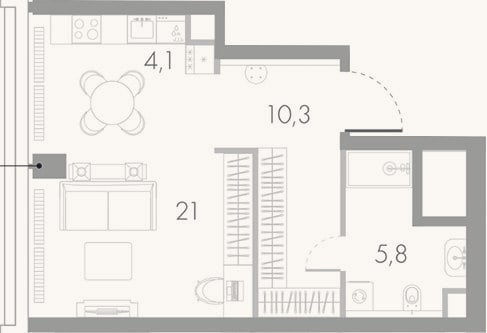 Планировка: Студия, 41,2 м²