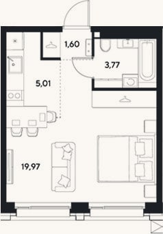 Планировка: Студия, 30,4 м²