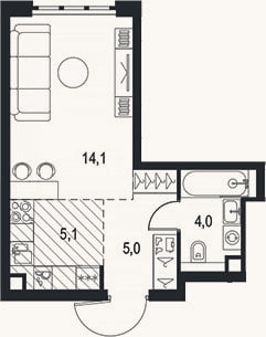 Планировка: Студия, 28,2 м²