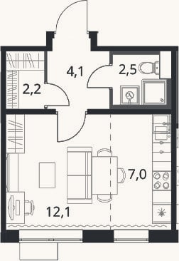 Планировка: Студия, 27,9 м²