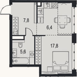 Планировка: Студия, 37,6 м²